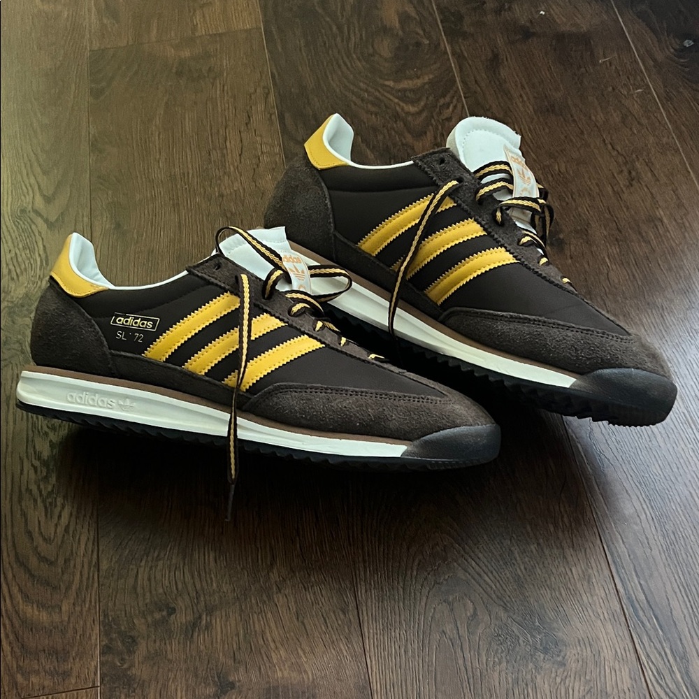 Adidas SL 72 Sneakers in Dark Brown and Yellow